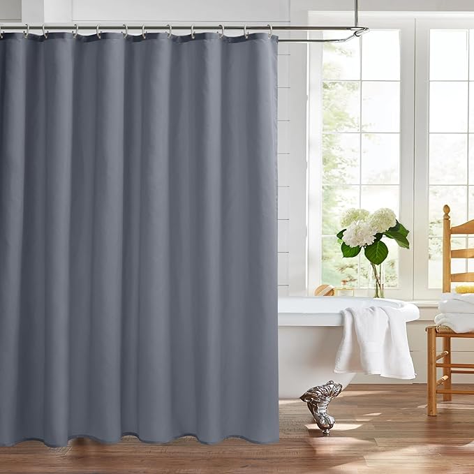 Nasitos Fabric Shower Curtain Liners 2 Pack - W72 x H72 - Water Resistant & Non Toxic Cloth Shower Liner for Bathroom, Hotel Quality, Machine Washable, Standard Size (Grey, 4 Magnets Included)