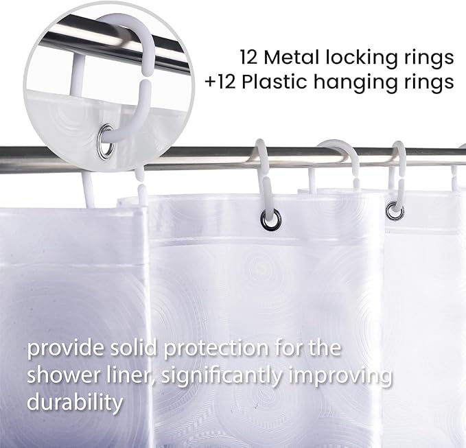 LiBa PEVA Shower Curtain Liner with 12 Plastic Rings - 8G Waterproof Shower Liner for Bathroom, 72x72 Inch Stall Shower Curtain Liner with Magnets, Oceanic Gradient Weighted