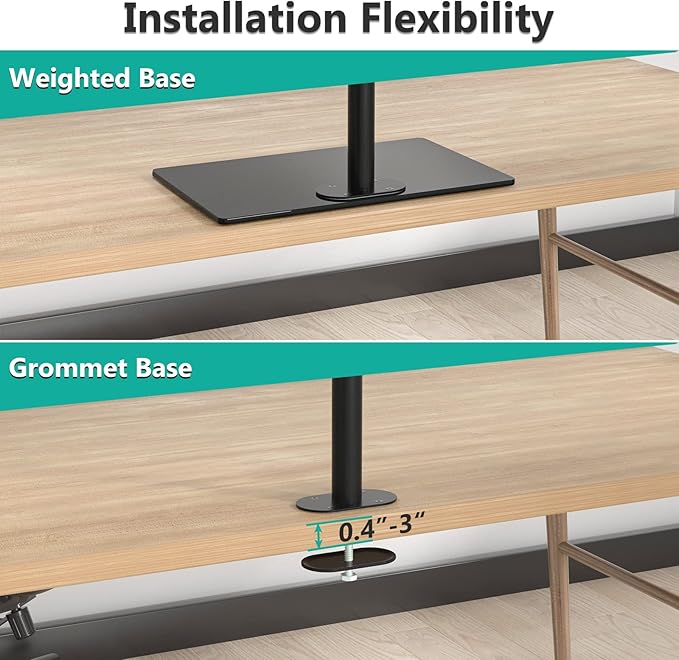 WALI Triple Monitor Stand, Height Adjustable Free-Standing Monitor Desk Mount, fits 3 Computer Screens up to 27 Inch, Holds up to 22lbs per Arm (GMF003)