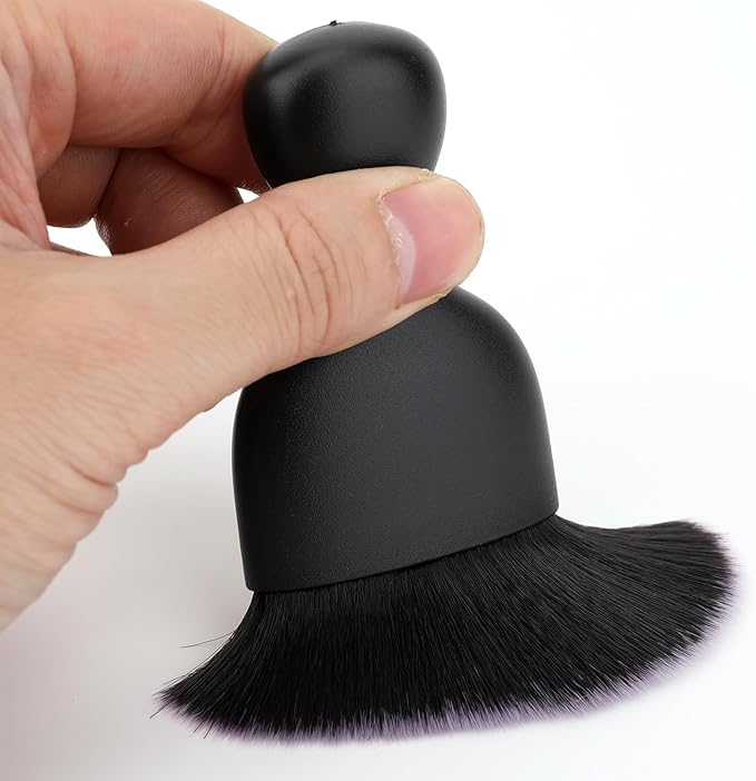 Car Detailing Brush, Soft Bristle Cleaning Brush, Scratch-Free Auto Duster Tool for Dashboard, Air Vents, Leather & Interior Cleaning (Black&White with Cap)