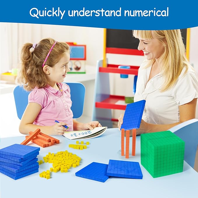 Foam Base Ten Set for Math 131 PCS Place Value Blocks,Counting Cubes for Kids Math,Base 10 Math Manipulatives for Early Counting Math Toy in School Home