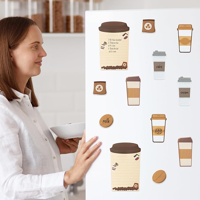 B1ykin Cute Sticky Notes Set - I Just Really Like Coffee Self-Stick Notes Pad, 550 Sheets Writing Memo Pages Sticky Notepad for Teacher Appreciation Gifts, School Office Party Favors Supplies (Coffee)