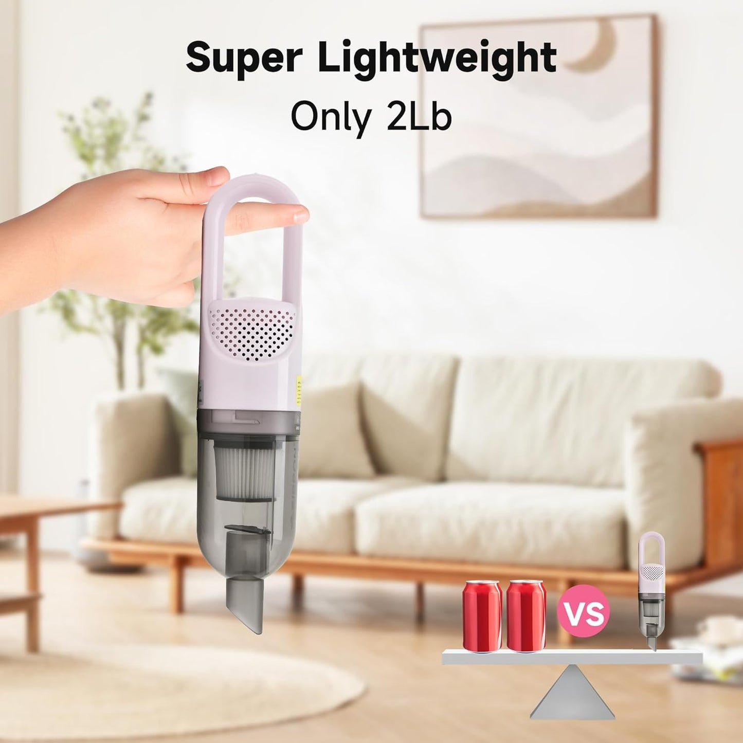 Handheld Vacuum Cleaner,Ultra-Lightweight Mini Portable Vacuums for Home, 6 in 1 Stick Vac Cleaners for Car,Pet Hair(Green Cordless)