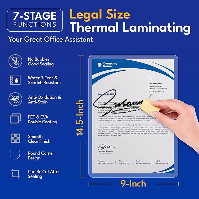 Uinkit 5mil Legal Size Laminating Pouches, 100 Pack Laminating Sheets 8.5x14 Inches - Maximum Protection for Heavy Duty Menus, Safety Protocols, Machine Manuals & Outdoor Signage with Laminator