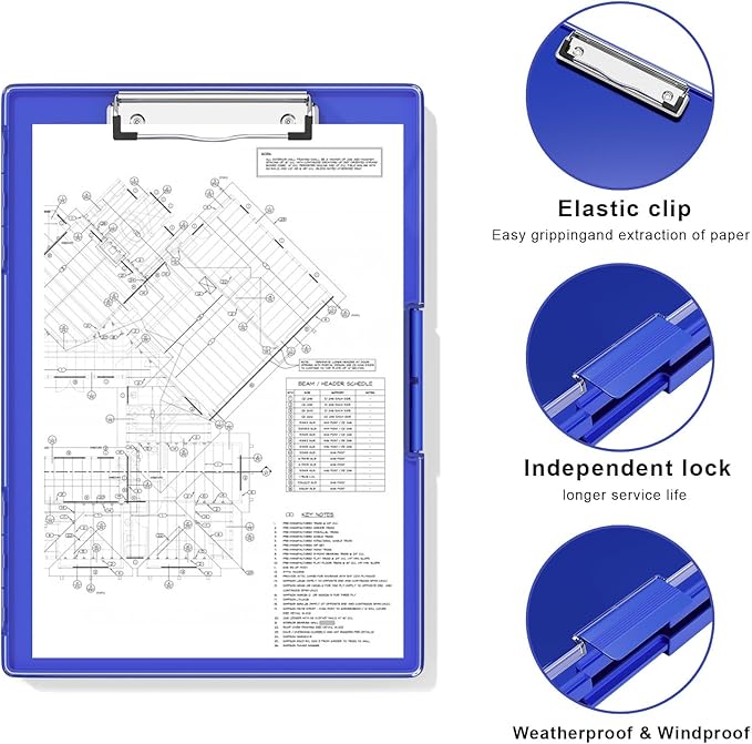 Hongri Clipboard with Storage, Blue 8.5 x 11 Folder Nursing Side Opening, Heavy Duty with Dual Compartment, Smooth Writing for Teachers, Classroom, Size 13.3 x 9.4 x 1.5 in, Office & School Supplies