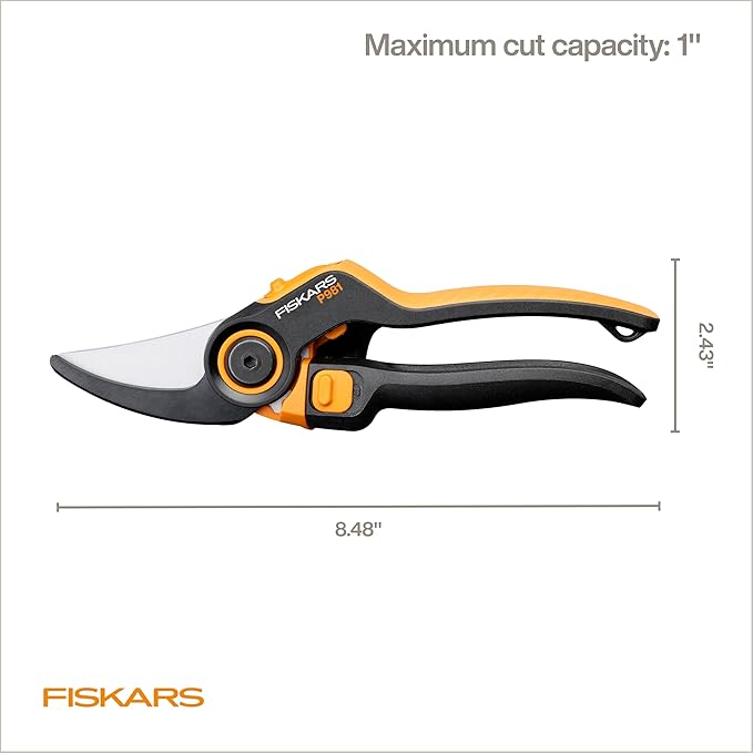 Fiskars DualAction Pruner – Hand Pruner with Two Cutting Modes, Bypass Garden Pruner for Stems and Branches up to 1", Low-Friction Steel Blade, FiberComp Frame