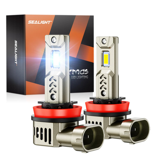 SEALIGHT H11 LED Bulbs, 34000LM, 6500K White, Aluminum, Pack of 2, Fit H11/H9/H8, 1:1 Halogen