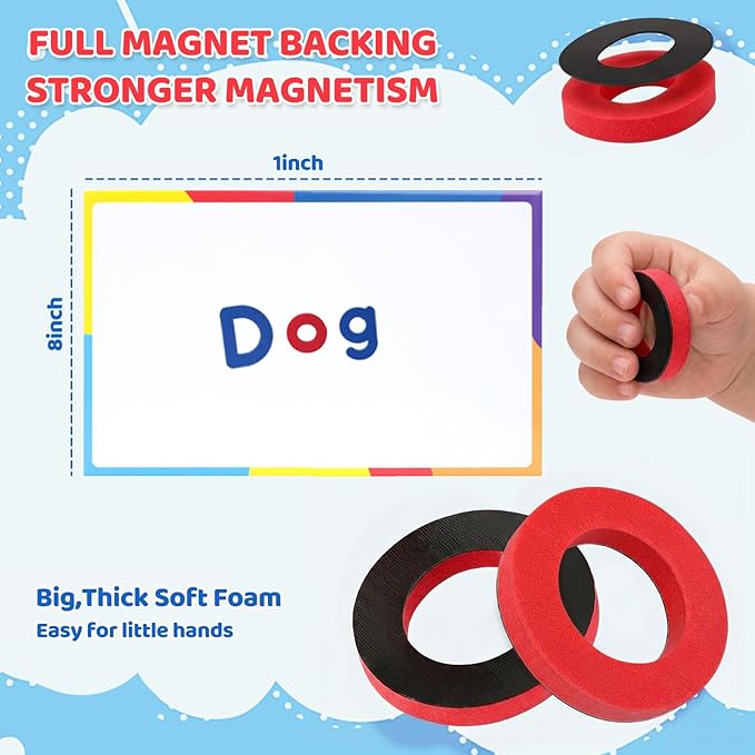 LovesTown Magnetic Alphabet Letters Kit for Kids, Double Sided Magnetic Board with Storage Box, Educational Learning Toys for Preschool Classroom and Home, 234 Pieces