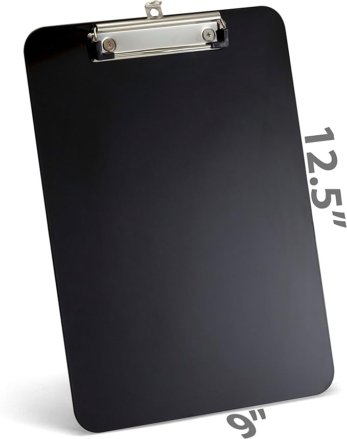 Officemate Magnetic Clipboard with Low Profile Clip, Black, Recycled Plastic (83215)