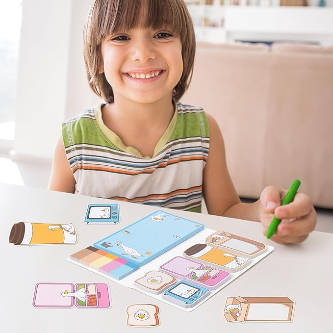 B1ykin Cute Sticky Notes Set - Just A Silly Goose Self-Stick Notes Pad, 550 Sheets Writing Memo Pages Sticky Notepad for Teacher Appreciation Gifts, School Office Party Favors Supplies (Funny Goose)