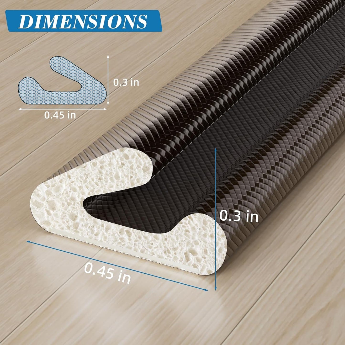 V-Shaped Weather Stripping Door Seal, 33FT Draft Stopper for Doors/Windows, Gaps, Dustproof, Soundproof & Thermal Insulating, Noise-Reducing, Light-Blocking Door Gap Filler