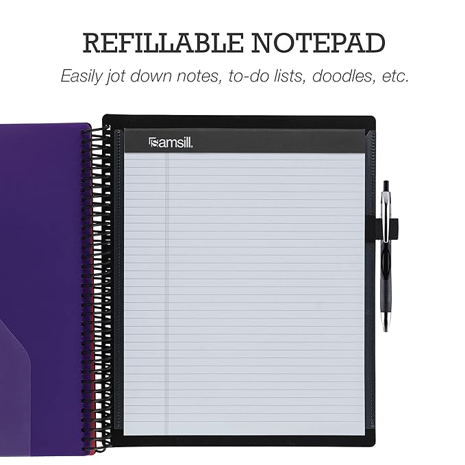 Samsill Spiral Folder Organizer - 12 Dividers & 24 Pockets with Notepad Holder, Multi Pocket Color Cordinated Folder Binder with Customizable Tabs, Document Organizer (Basic)