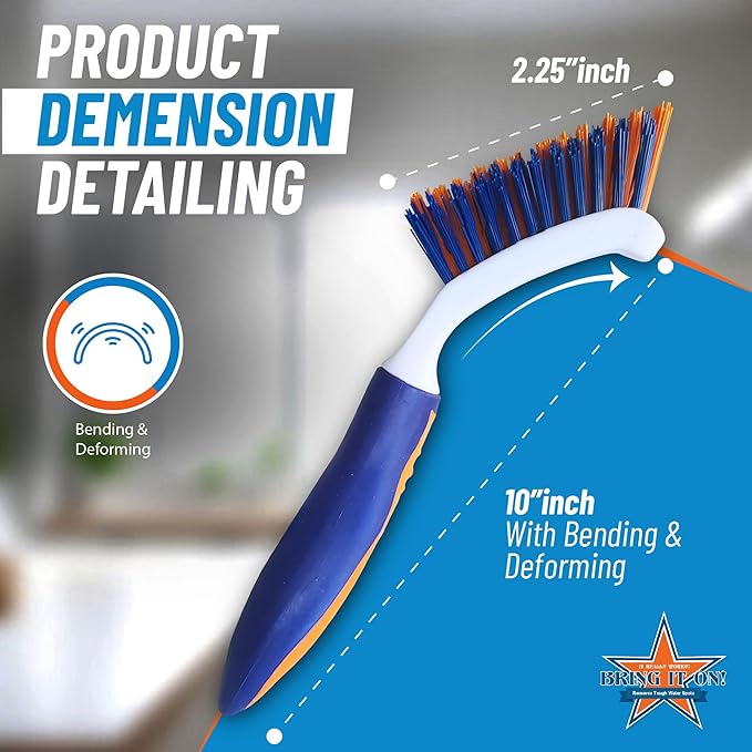 Bring It On Grout Cleaning Brush Crevice Cleaning Brush with Stiff Nylon Bristles 8-inch Heavy-Duty Tile Cleaner Brush Plus 10 Inch Floor Scrub Brush, Bathroom, Kitchen