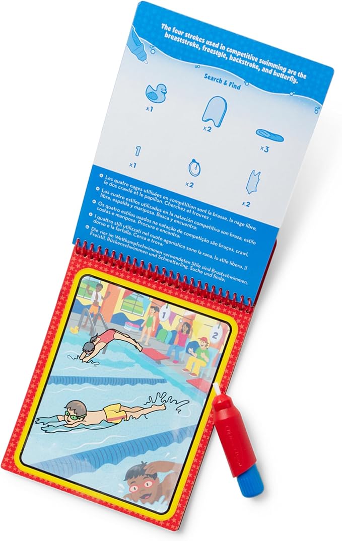 Melissa & Doug On The Go Water Wow! Reusable Water-Reveal Coloring Activity Pad – Sports