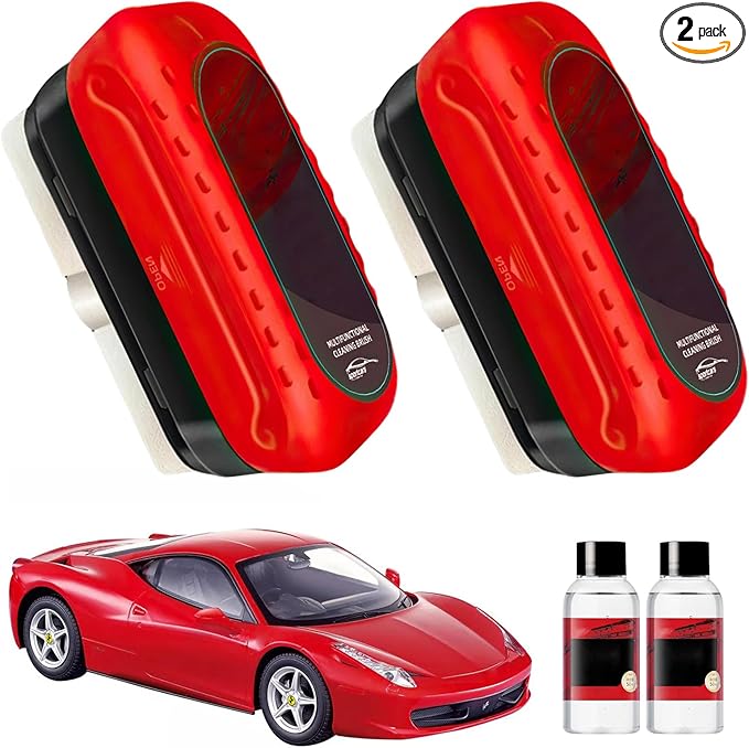 Car Glass Oil Film Cleaner, Automotive Oil Film Cleaning Brush for Car Windows, Clear Vision Glass Cleaner, Cars Windshield Cleaner Tool, Anti-Rain Fog Cleaning Glass Brush (2 Brushes + 2 Refills)