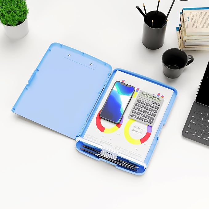 Hongri Clipboard with Storage with Pen Holder, Folder Nursing Clip Board 8.5 x 11 Foilo-Side Opening, High Capacity, Light Weight for Teachers, Classroom. Size 14 x 9.6 x 1.2 in(Blue)