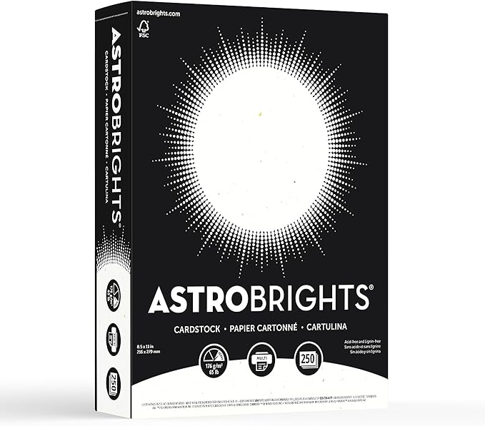 Astrobrights® Card Stock, Stardust White, Letter (8.5" x 11"), 65 Lb, Pack Of 250
