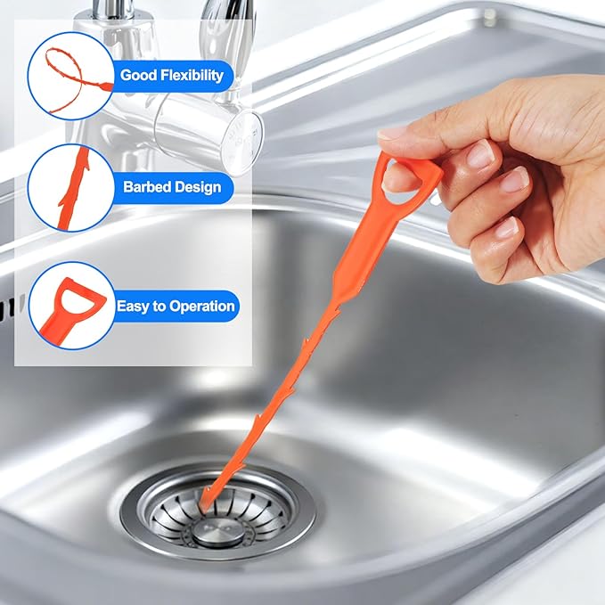 P Trap Cleaner,3 IN 1 P Trap Brush for Shower Kitchen Sink Bath Tub Bathroom,Including 20 Inch Snake Clog Remover,61 Inch Flexible Wire Brush,18 Incn All Bristle Brush
