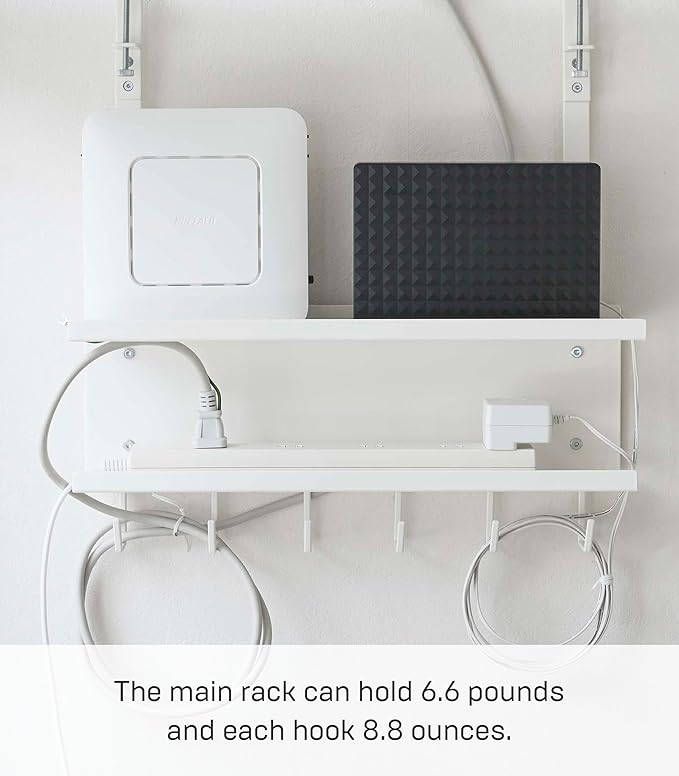 Yamazaki Home Smart Under-Desk Cable & Router Storage Rack Organizer Rack for Minamlist Office - Steel