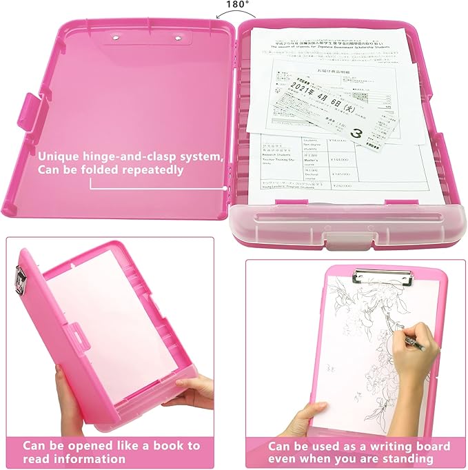 SFLHHDM Plastic Clipboard with Storage, High Capacity Clip Boards 8.5x11 with Storage, Heavy Duty Nursing Clipboard Folder, Clipboards Cute, Letter A4 Size Clipboards with Storage for Teachers, Nurse