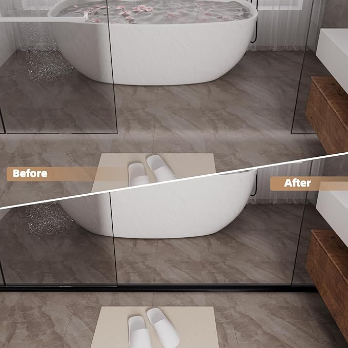 78” Black Shower Threshold Water Dam Stopper for Dry and Wet Separation,Self Adhesive Collapsible Walk in Shower Splash Guard Seal Strip, Silicone Sink Edge Water Barrrier for Bathroom and Kitchen