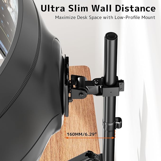Triple Monitor Mount up to 49 inches, Fully Adjustable Heavy Duty 3 Monitor Arm with Gas Spring, Desk Mount for 3 Screens, C-Clamp & Grommet Base, Holds 44 lbs, Black