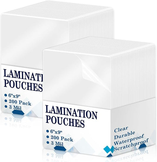 200 Pack 3 mil Lamination Pouches 6" x 9" Clear Laminating Pouches File Card Laminating Pouches Thermal Laminate Pouch Tags for Work Permits Pass Cards Student ID Cards