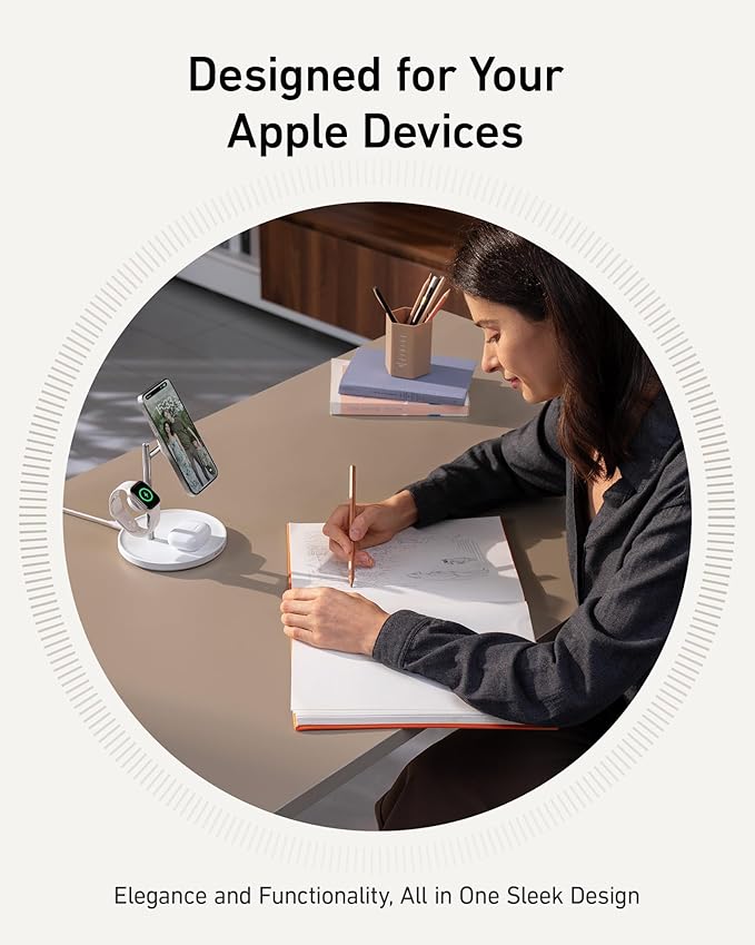 Anker MagSafe Charger Stand Compatible, iPhone 17 MagGo 3 in 1 Wireless Charging Station,Qi2 Certified 15W Wireless Charger, Desk Accessory, for iPhone 15/14/13/12 Series Apple Watch, AirPods