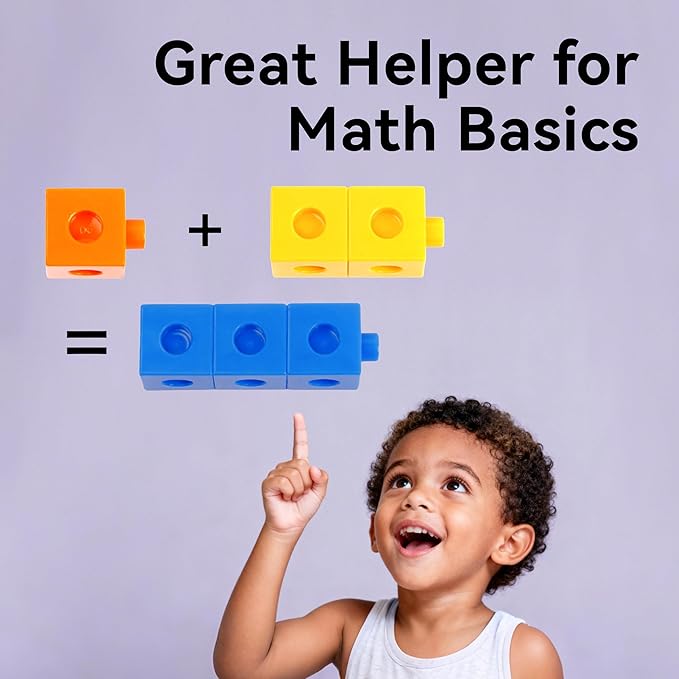 Dotimo 100PCS Math Linking Cubes, Math Cubes for Kids Ages 4-8, Counting Snap Cubes Manipulatives with 10 Colors, Preschool Learning Activities, Classroom Supplies & Homeschool (100-Cubes)