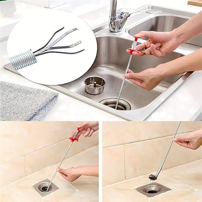 Drain Snake, Drain Clog Remover - Gutter Cleaning Tools Drain Cleaner for Toilet Sewer Shower Kitchen Bathroom Tub Clogged Drains Opener Cleaning Tool, Flexible Grabber Claw Pick Up Reacher (30 inch)