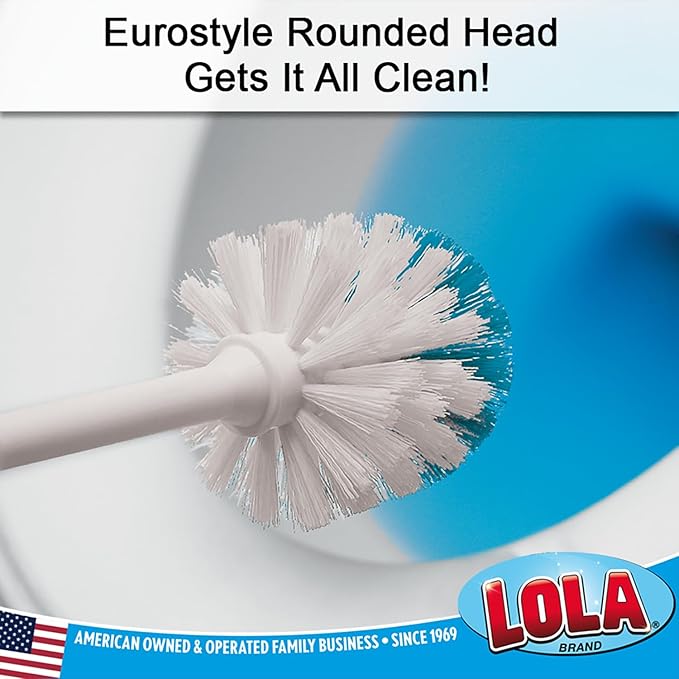 Toilet Brush and Holder Set, by LOLA, 6 Pack, Classic Version, Durable Bristles for Deep Cleaning, w/Compact Space Saving Storage Holder