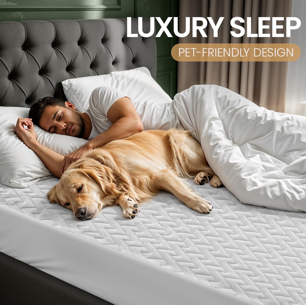 Utopia Bedding Waterproof Mattress Protector California King Size, Premium 3D Air Soft Fabric Mattress Cover, Fits 17 Inches Deep, Breathable, Fitted Style with Stretchable Pockets