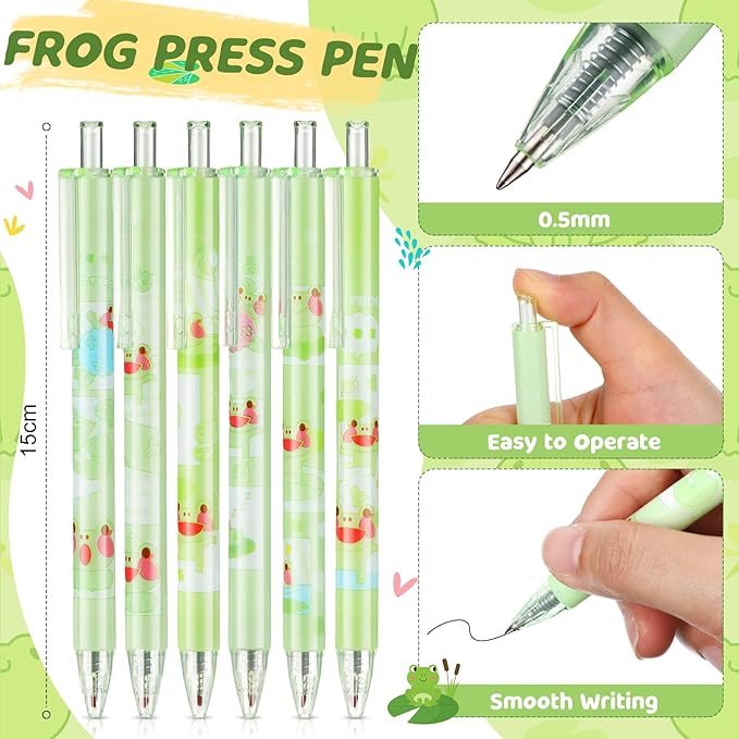 Crtin 69 Pcs Cute Sticky Notes Set,Cartoon Pen, Stickers, Paperclip, Sticky Memos Office & Party Favors(Frog)