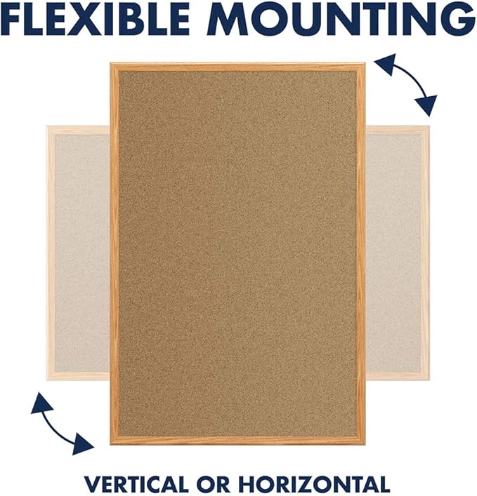 Mead Corkboard, 3' x 2' Bulletin Board, Oak Finish Frame Cork Board (85366)