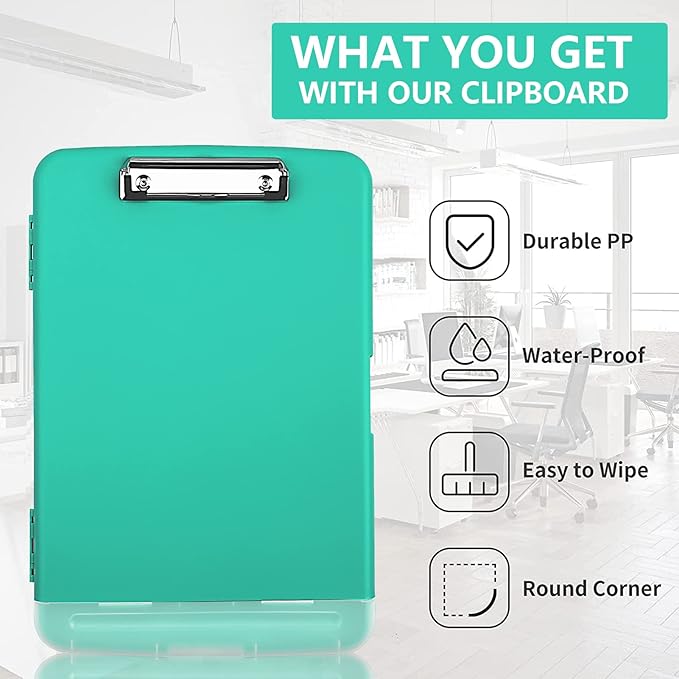 SFLHHDM Clipboard with Storage, Clip Boards 8.5x11, Plastic Clipboards with Pen Holder, Clip Board with Storage Compartments, Nurse Clipboard with Storage for Classroom, Student, Teacher