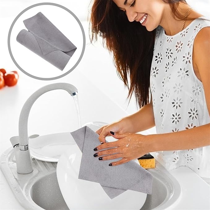 Microfiber Cleaning Cloths Roll 20pcs 25Cm Square Tear-Away Reusable Absorbent Towels for Kitchen and Household Cleaning Gray