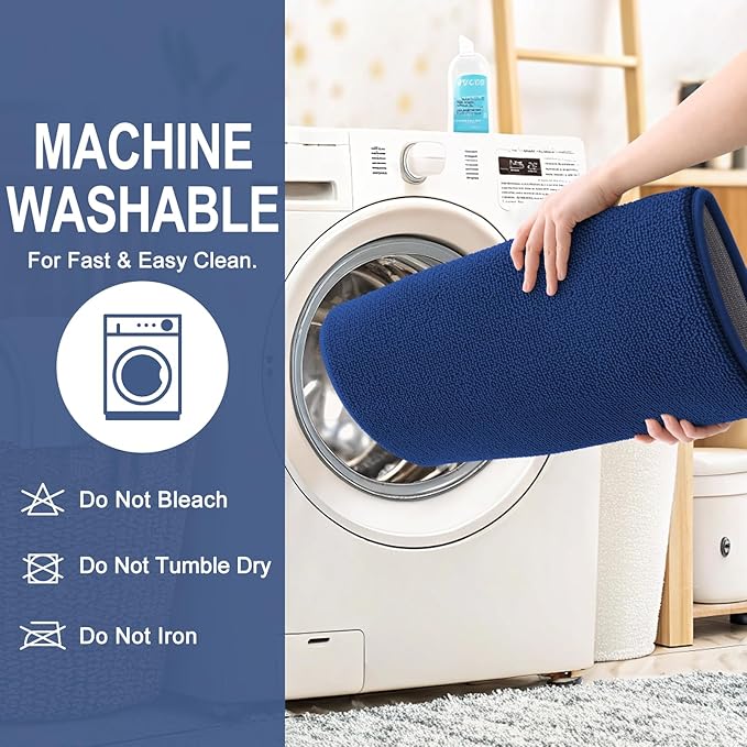 OLANLY Thick Memory Foam Bath Mat Rug 36x24, Extra Soft Absorbent Bathroom Rug, Quick Dry Bath Mats, Non-Slip, Machine Washable Carpet for Bathroom, Tub and Shower, Home Decor Accessories, Navy