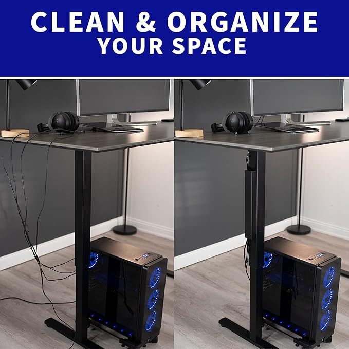 VIVO Steel Magnetic 14 inch Cable Management Channel for Under Desk Leg, No Drill Cord Organizer for Home Office, Black, DESK-AC01-1MB