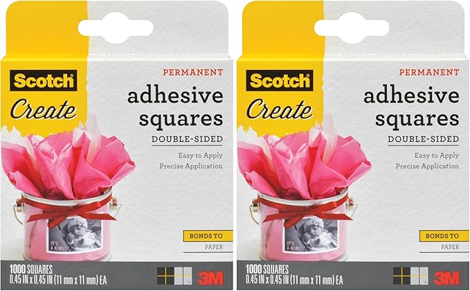 Scotch Adhesive Squares, .45 in x .45 in, 1000 Count, Excellent for All Paper Crafts (009-1000-CFT) (Pack of 2)