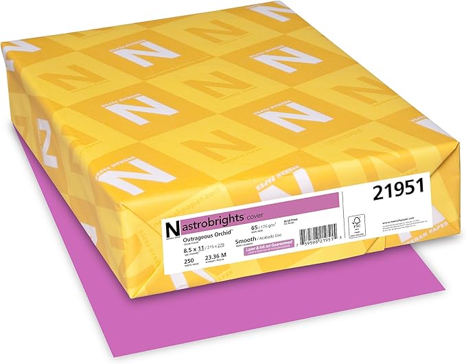 Neenah Astrobrights Card Stock, 8-1/2 x 11 Inches, Outrageous Orchid, Pack of 250, Outrageouse Orc