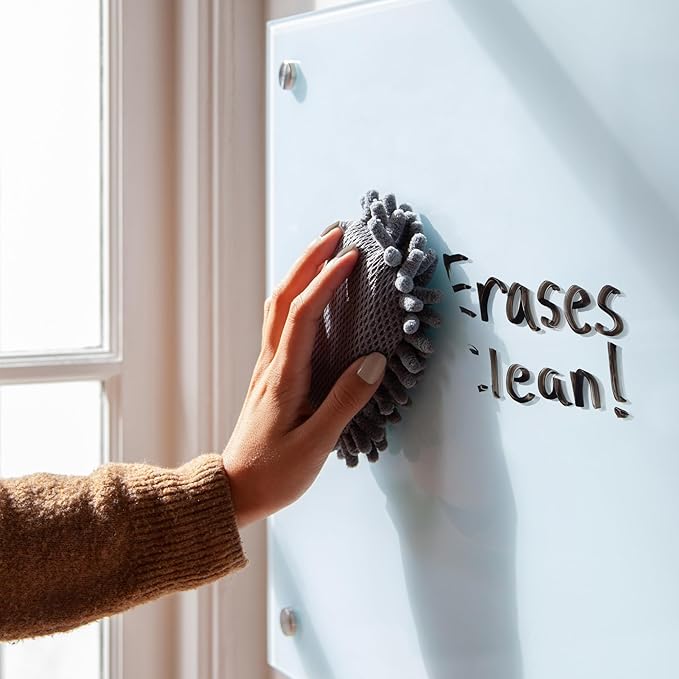 U Brands Glass Dry Erase Board, 36" x 72", White Frosted Surface With Silver Grommets, Includes Marker With Built-In Eraser