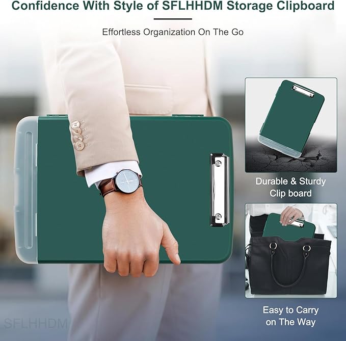 SFLHHDM Clip Boards 8.5x11 with Storage, Heavy Duty Storage Clipboard, Nursing Clipboards Folder with Pen Holder, Clipboards with Low Profile Clip, Nurse Clipboard Binder Case for Classroom