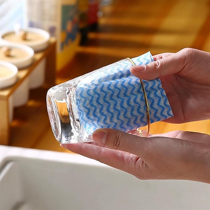 50 Pack Disposable Dish Cloths Heavy Duty Reusable Cleaning Cloths Dish Rags for Kitchen 23.6x11.8inches - Blue
