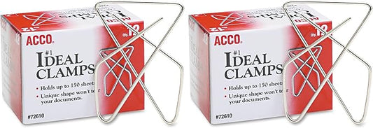 ACCO Ideal Paper Clamp (Butterfly Clamp), Smooth Finish, No.1 Size (Large), 12/Box (A7072610) (Pack of 2)