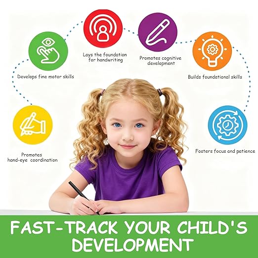 Magic Grooved Writing Practice Books,Grooved Handwriting Practice for Kids 3-5,Reusable Groove Workbooks,Preschool Learning Activities with Auto-Disappearing Pen,Birthday Gifts for Kids 3+(6-Book)