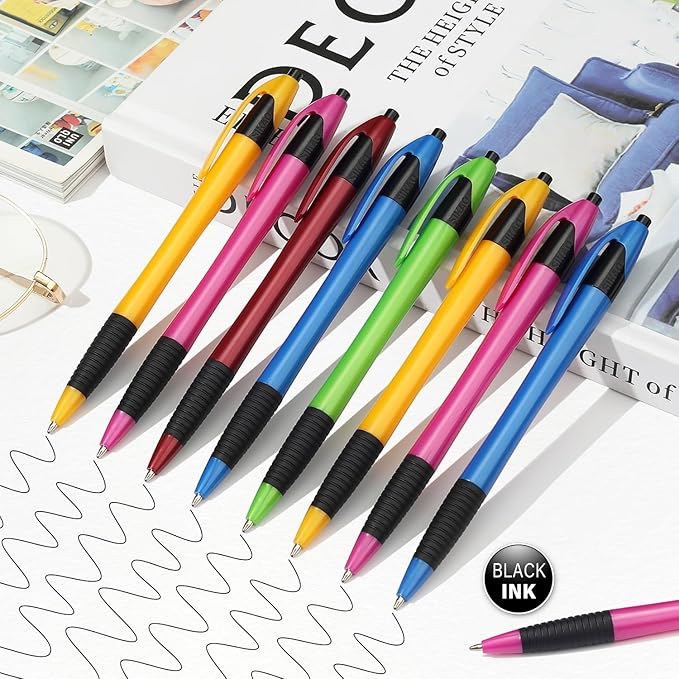 Pens Bulk, 60 Pack Gripped Slimster Ballpoint Pens Black Ink 1.0mm Medium Point Smooth Writing, Click Pens with Comfort Grip for Teachers, Students, Restaurant Servers, School & Office Use