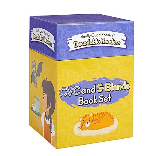Really Good Phonics Decodable Readers, CVC and S-Blends Book Set, Learning Activities for Kids, Homeschool & Classroom Must Haves