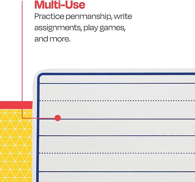 School Smart Lined Dry Erase Boards, 9 x 12 Inches, Pack of 10