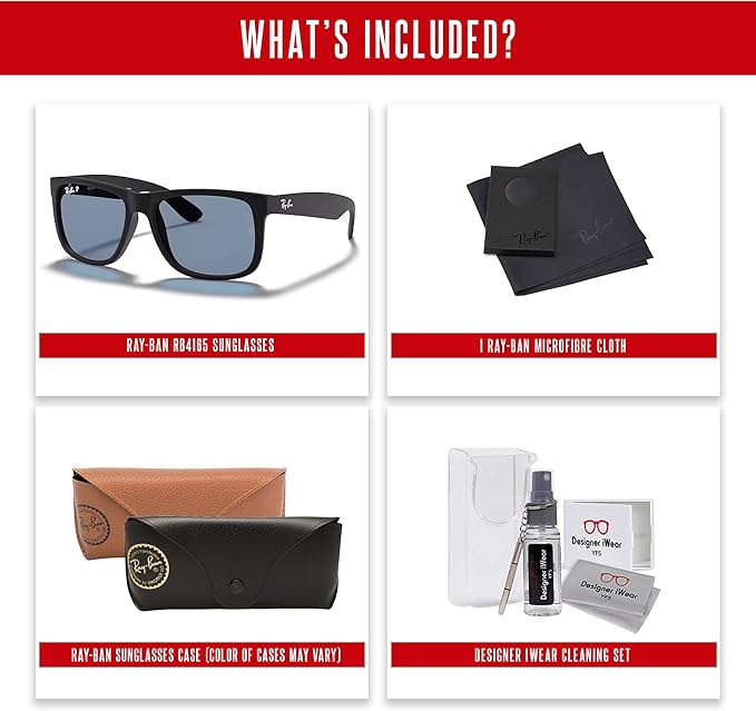 Ray-Ban RB4165 JUSTIN Sunglasses For Men For Women+BUNDLE with ACCESSORY EYEWEAR KIT