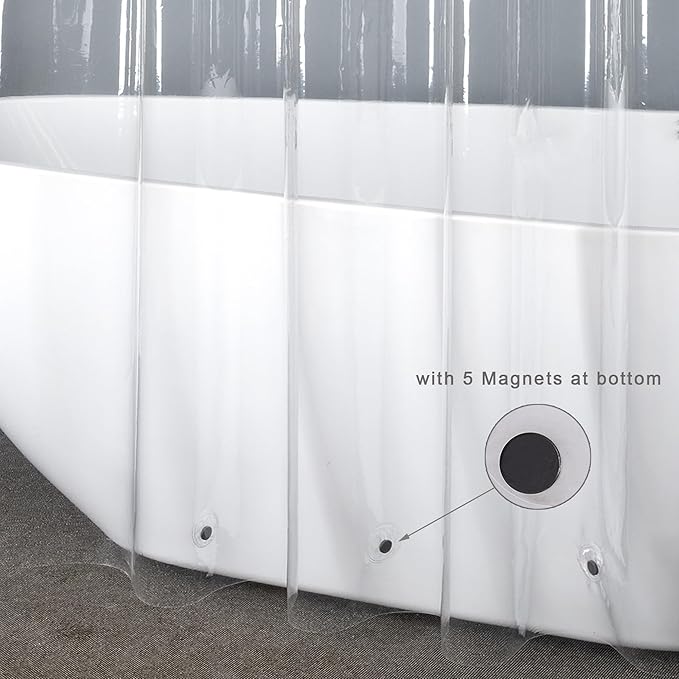 UFRIDAY Clear Shower Stall Curtain Liner 54 x 72inch, EVA Waterproof Weighted Clear Shower Liner with Magnets,Narrow Small Shower Curtain Liner 54 inch Wide for Bathroom or Window